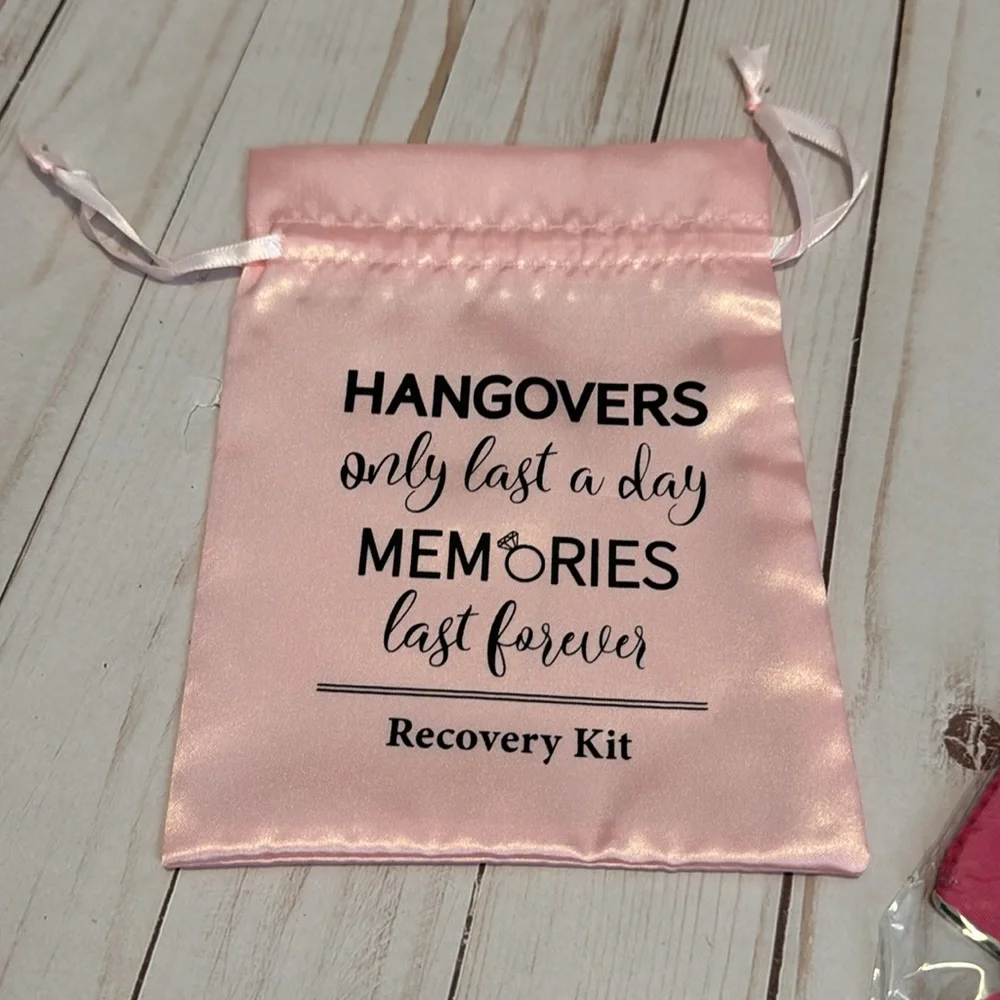 Hangovers only last a day pink pouch/pink can sleeve